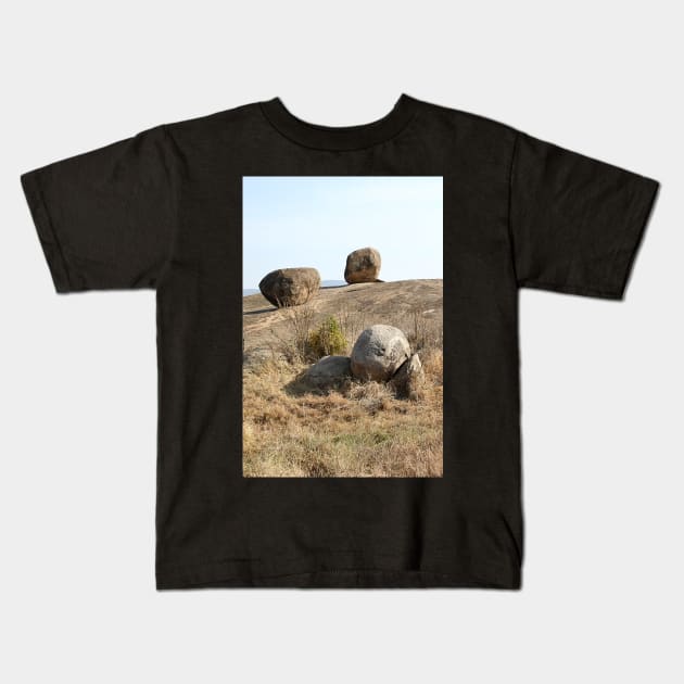 Balancing Rock Formations. Kopjes in Tanzania Kids T-Shirt by Carole-Anne